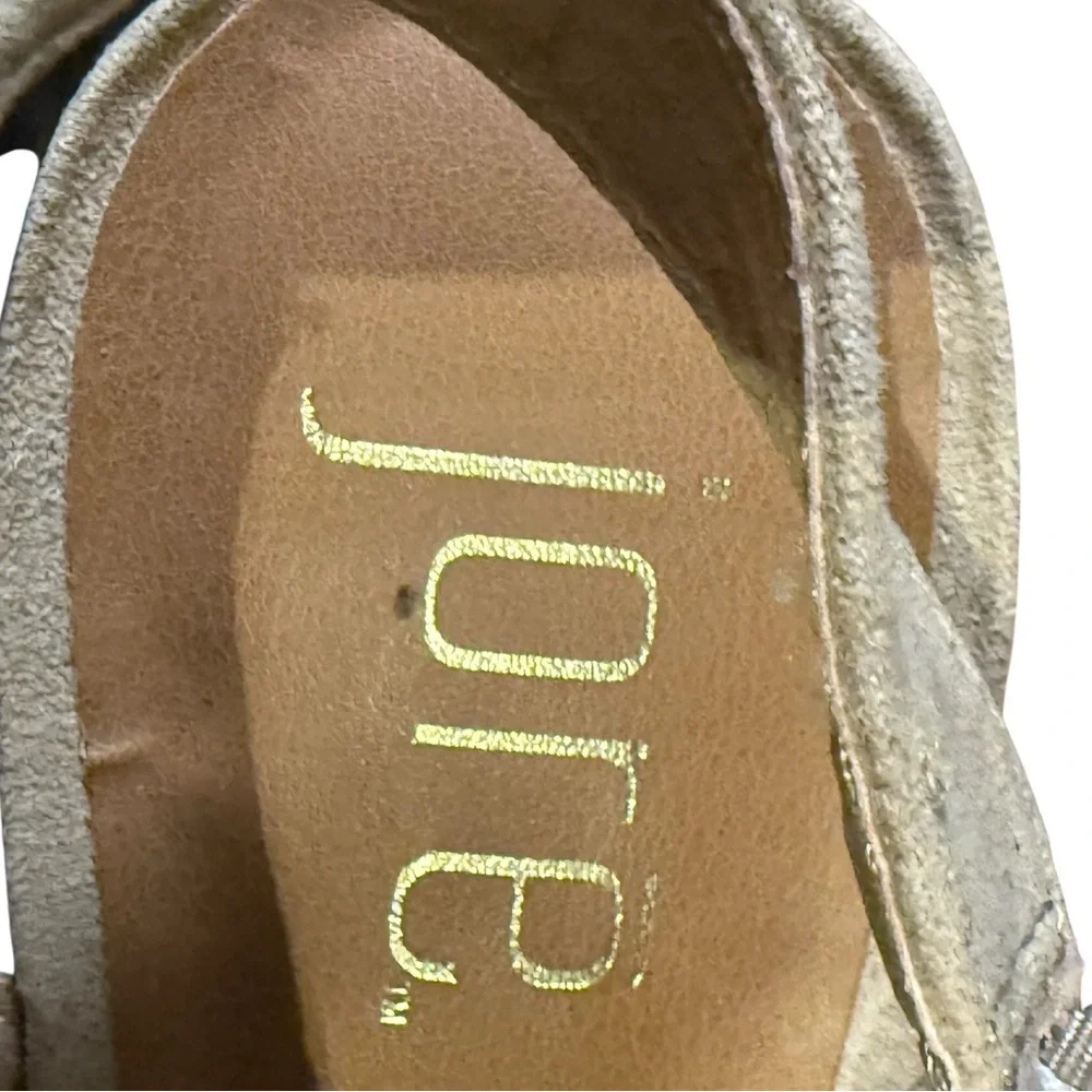 Jorē Beige Suede Block Heel Slingback Sandals Size 7